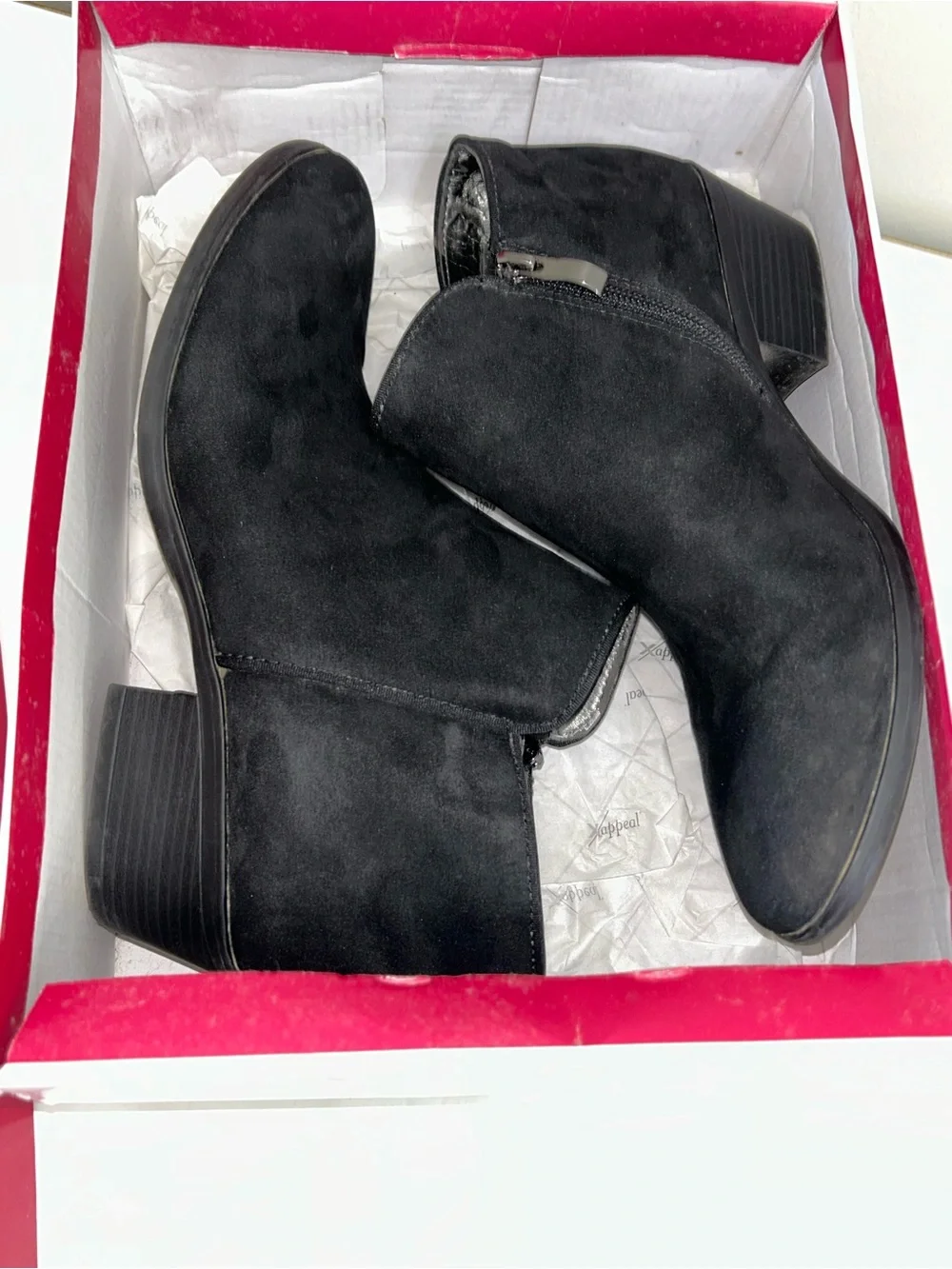 Xappeal Black Suede Ankle Booties size 8.5